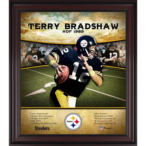 Framed Terry Bradshaw Hall of Fame Facsimile Laser Engraved Signature Auto Pittsburgh Steelers ...