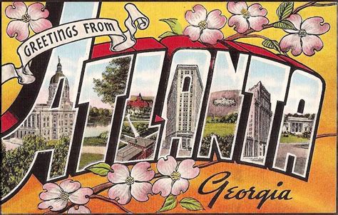 Atlanta Vintage Postcard - Greetings from Atlanta Georgia Large Letter ...