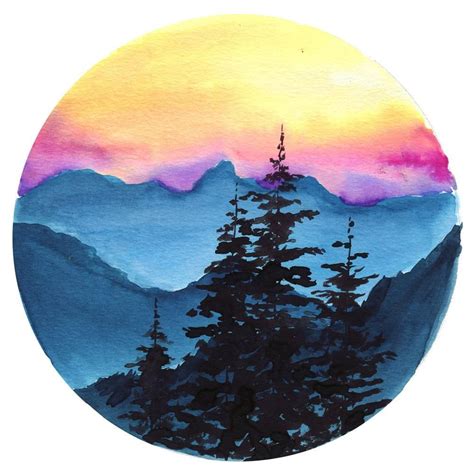 Sunset Mountain Watercolor Paint Kit #artpainting | Mountain watercolor ...