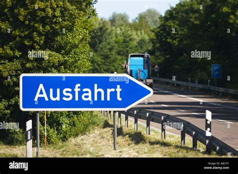 German autobahn exit sign, ausfahrt, Germany Europe Stock Photo - Alamy