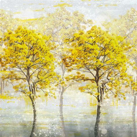 Autumn Yellow Trees Wall Art | Digital Art