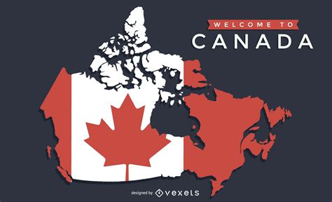 Canada Map With Flag Design Vector Download