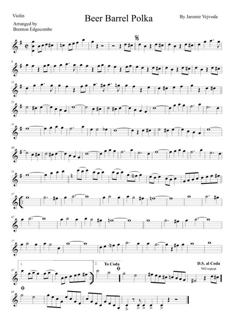 Beer Barrel Polka (Roll Out the Barrel) Sheet Music | Jaromir Vejvoda ...