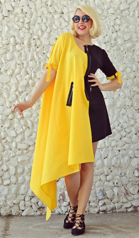 Summer Dress Black and Yellow Summer Dress Maxi Dress Party - Etsy | Funky dresses, Summer ...