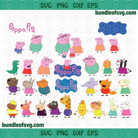 Bundle Peppa Pig svg Silhouette Peppa Pig Family Shirt dxf eps png cut