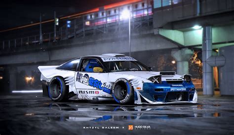 Khyzyl Saleem, car, Nissan 240SX, pop-up headlights, Nissan, ArtStation, white cars, vehicle ...