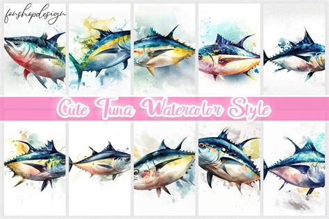 Cute Tuna Watercolor Style Graphic by FonShopDesign · Creative Fabrica