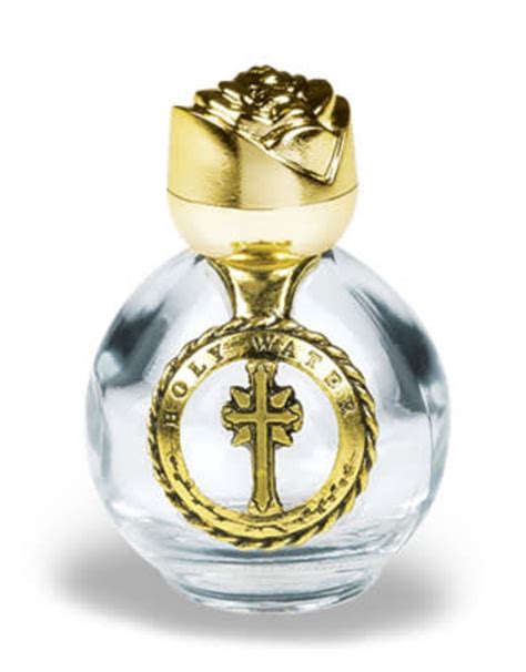 Glass Holy Water Bottle Cross/Rose - Reilly's Church Supply & Gift Boutique