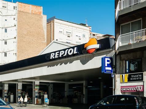 Repsol Gas Station in Central Barcelona Editorial Photo - Image of text ...