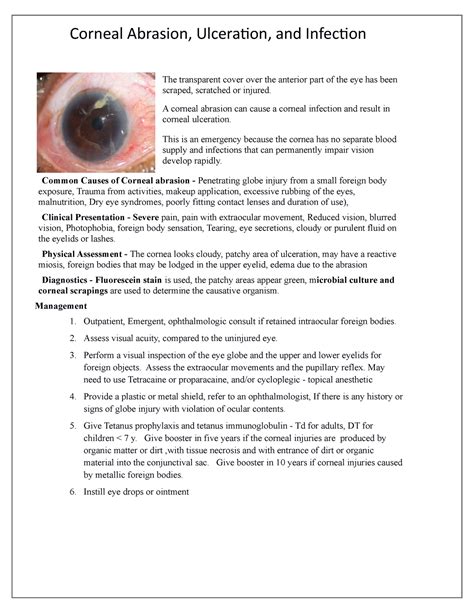 4 Corneal Abrasion - A corneal abrasion can cause a corneal infection and result in corneal ...