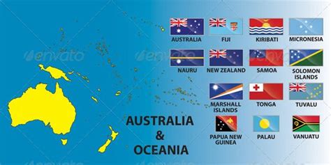 Australia & Oceania Continent & Country Flags | Vector graphics design ...