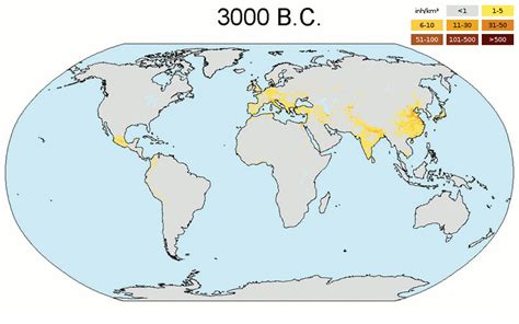 World population density from 3000 BC to 2000 AD | Historical geography ...