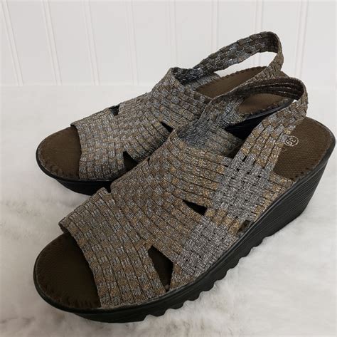 bernie mev. | Shoes | Bernie Mev Silver Bronze Women Wedge Sandals 39 ...