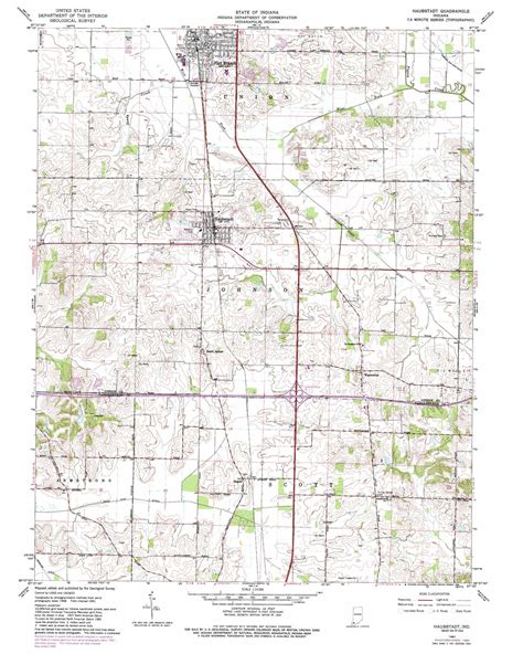 Haubstadt topographic map, IN - USGS Topo Quad 38087b5