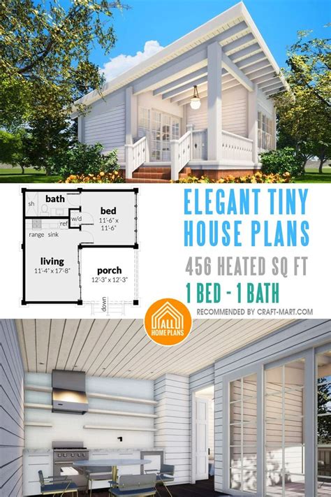 the floor plan for this tiny house plans has 4 beds, 1 baths and 2 ...