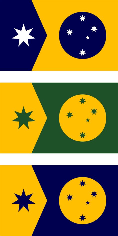 My take on the Australian flag redesign (3 colour schemes) : r/vexillology