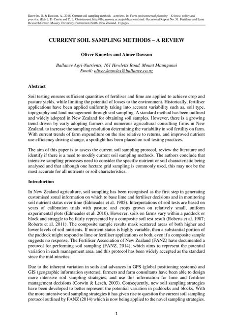 (PDF) Current Soil Sampling Methods - A Review