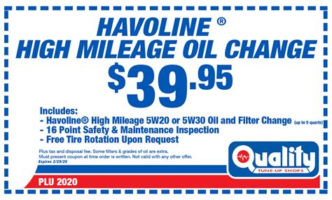 Havoline High Mileage Oil Change Coupon - Florin Road - Quality Tune-Up ...