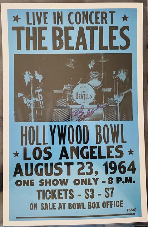 Lot Detail - Vintage 1964 The Beatles Hollywood Bowl Concert Poster Signed By Show Promoter Bob ...