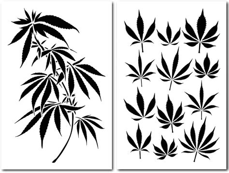 2PK Painting Stencils Camouflage Airbrush Craft Cannabis Marijuana Pot Leaf CAMO: Amazon.co.uk ...