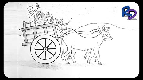 How To Draw Scenery Of Bullock Cart With Pencil Drawing | Bullock Cart Drawing | Rajasthani ...