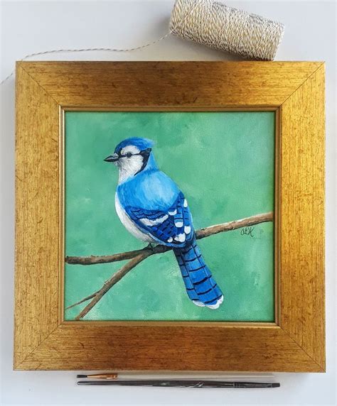 Blue Jay Art, Original Acrylic Painting, Blue Bird | birdsandberrystudio | Blue jay art ...