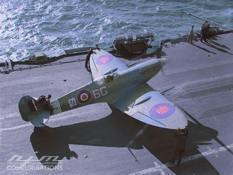 A Supermarine Seafire Mark IIc of 885 Naval Air Squadron warming up its ...