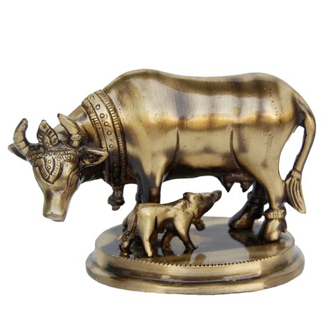 Brass Decorative Statue of Cow and Calf - Buy Cow & Calf - Nandi Online