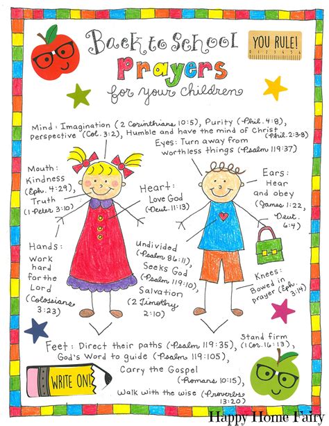 Back to School Prayers For Your Kids - FREE Printable - Happy Home Fairy