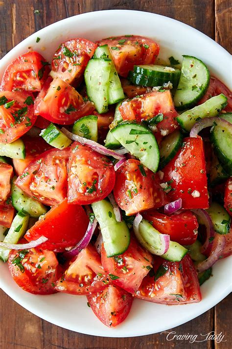 Rustic Tomato and Cucumber Salad - Craving Tasty