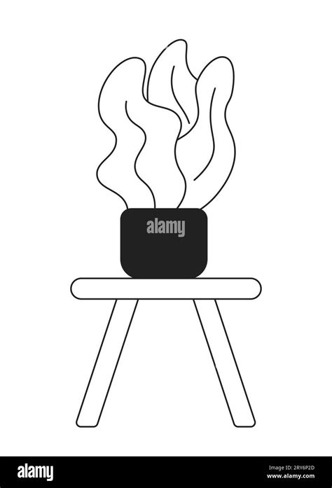Houseplant standing on coffee table black and white 2D cartoon object Stock Vector Image & Art ...