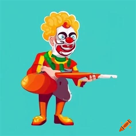 Satirical image of a clown soldier