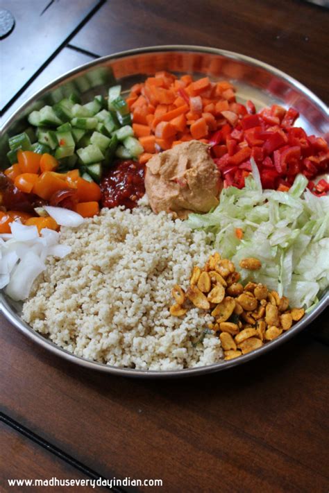 Millet Salad with Vegetables & Hummus - Madhu's Everyday Indian