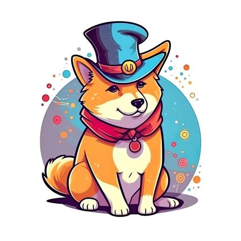 Premium Photo | Cute shiba inu dog in top hat generative AI illustration