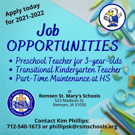 Remsen St. Mary's on Twitter: "Know someone looking for a job opening? Please tell them about ...