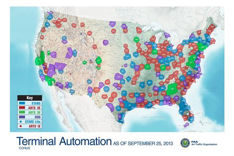 Map of the FAA's terminal radars and their airspace. : aviation