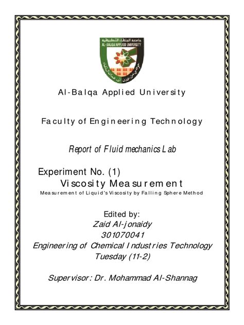 Experiment 1 | PDF | Viscosity | Fluid Mechanics
