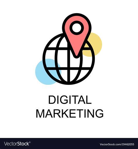 Digital marketing icon and sphere with nevigation Vector Image