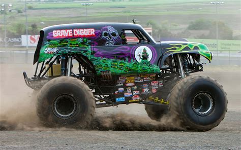 Download Grave Digger Monster Truck Sand Dust Picture | Wallpapers.com