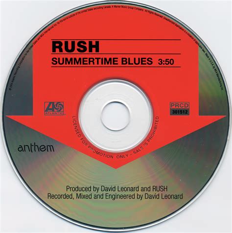 Rush Single: Summertime Blues - Liner Notes, Lyrics, and Artwork