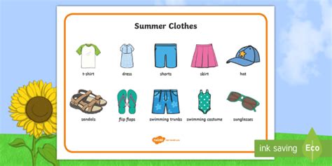 Summer Clothes Word Mat - Primary Resources (Teacher-Made)