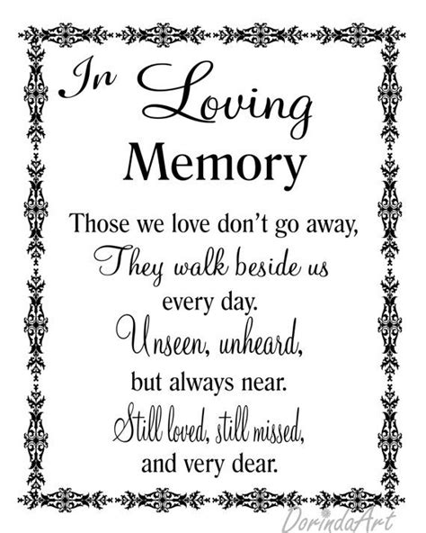 In Loving Memory Printable Memorial Table Wedding Memorial - Etsy | Memories quotes, Sympathy ...