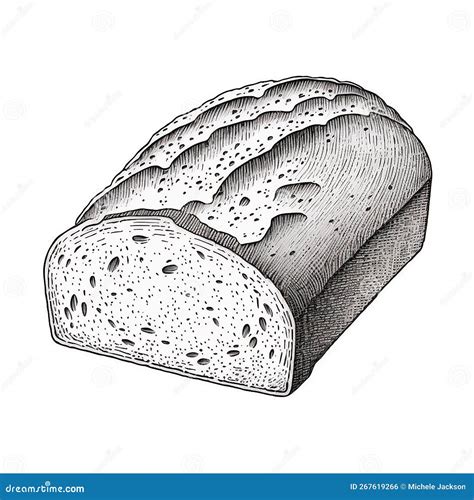 Pencil Sketch Outline Drawing Created by Generative Ai of a Loaf of Bread Stock Illustration ...