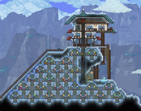 Pre-Hardmode Base/Dynasty theme in Snow Biome : r/TerrariaDesign