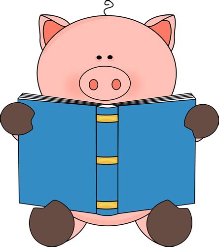 pig reading a book clipart - Clip Art Library