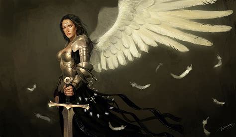 3840x2160px | free download | HD wallpaper: fantasy-themed female angel knight holding sword ...