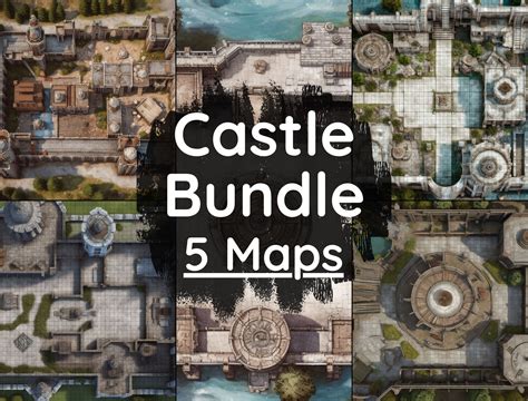 Dnd Castle Battle Map Bundle, 5 D&D Digital Battlemaps, Dungeons and Dragons Battle Maps, Roll20 ...