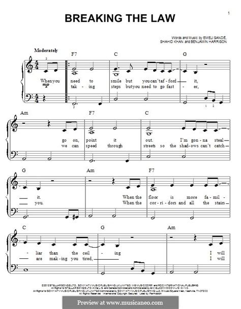 Breaking the Law by B. Harrison, E. Sandé - sheet music on MusicaNeo