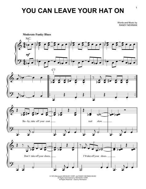 You Can Leave Your Hat On sheet music by Joe Cocker (Easy Piano – 96928)