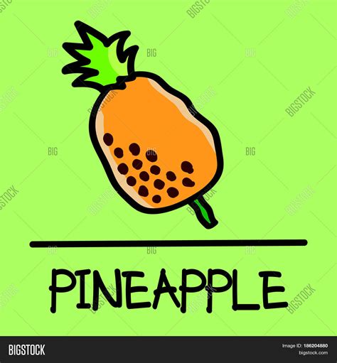 Cute Pineapple, Hand- Vector & Photo (Free Trial) | Bigstock